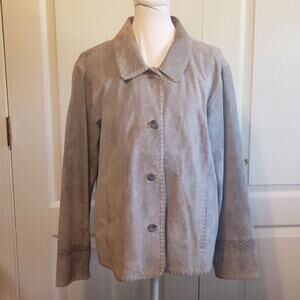 Cabelas vintage suede leather botton front blazer jacket women's‎ M reg